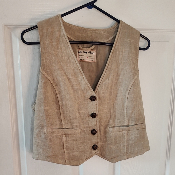 We The Free Beige Button-Up Vest - Picture 1 of 5